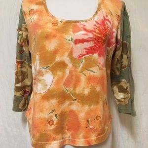 Together Knit Top M 3/4 Sleeves Cotton